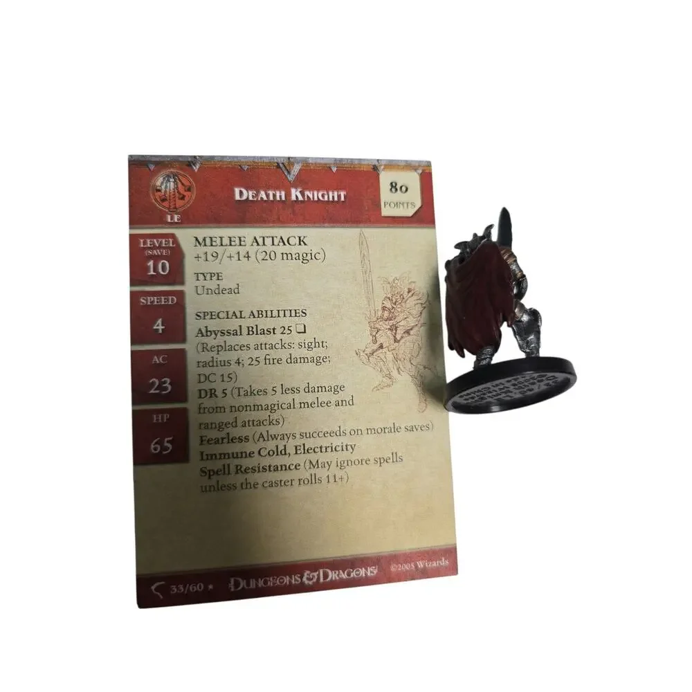 Death Knight 33/60 W/ STAT CARD Dungeons and Dragons Miniature Human Undead